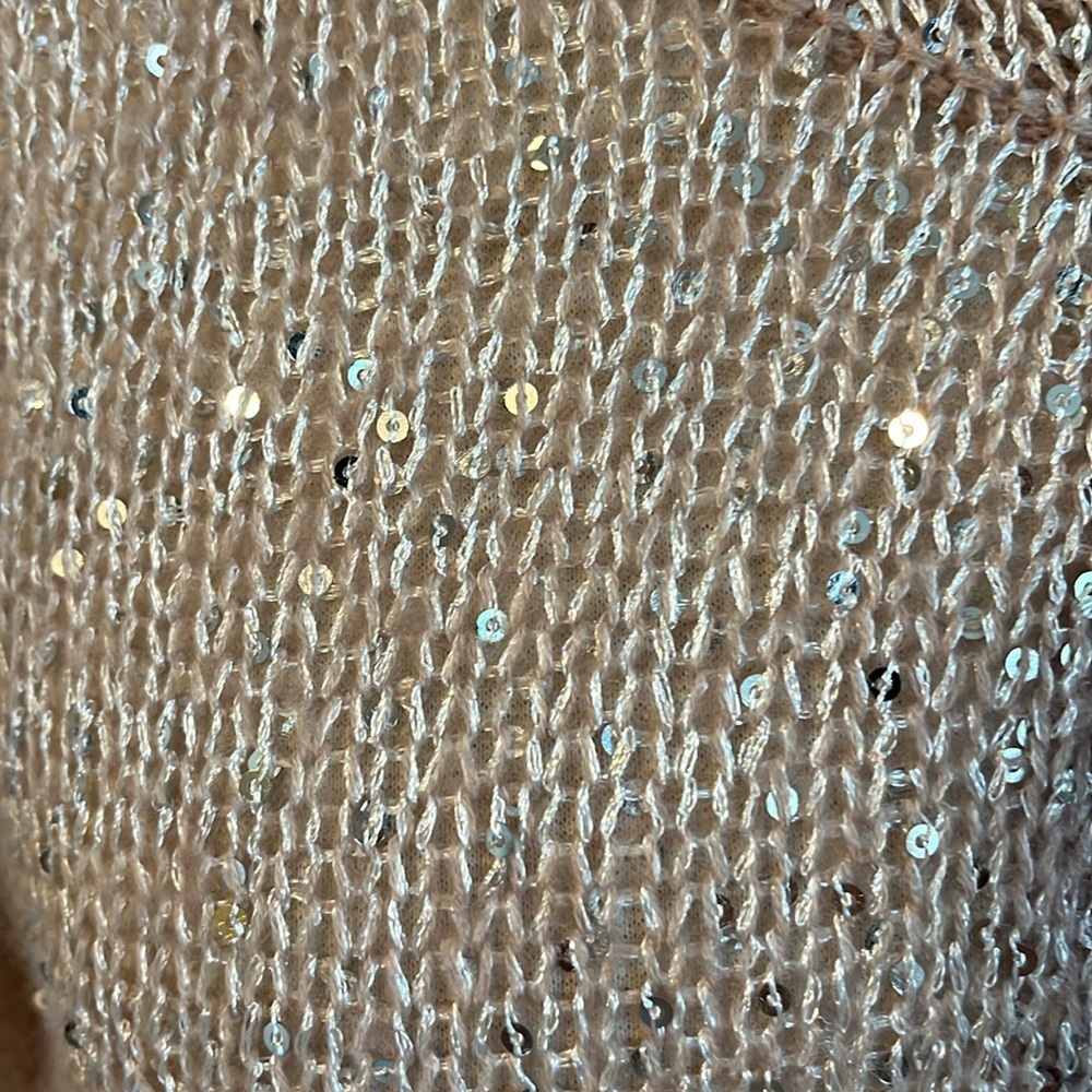 Taylor Marc’s Pink sequins light weight semi shear cardigan w/pockets Size Large - Picture 7 of 11